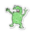 retro distressed sticker of a cartoon frightened frog Royalty Free Stock Photo