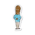 retro distressed sticker of a cartoon funny bald man Royalty Free Stock Photo