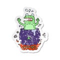 retro distressed sticker of a cartoon funny halloween toad Royalty Free Stock Photo