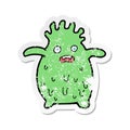 retro distressed sticker of a cartoon funny slime monster