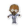 retro distressed sticker of a cartoon genius scientist