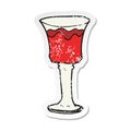 retro distressed sticker of a cartoon goblet of wine