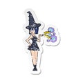 retro distressed sticker of a cartoon halloween witch Royalty Free Stock Photo