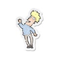 retro distressed sticker of a cartoon happy man Royalty Free Stock Photo