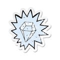 retro distressed sticker of a cartoon huge diamond Royalty Free Stock Photo