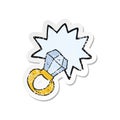 retro distressed sticker of a cartoon huge engagement ring Royalty Free Stock Photo