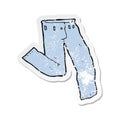 retro distressed sticker of a cartoon jeans