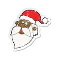 retro distressed sticker of a cartoon jolly santa claus face Royalty Free Stock Photo