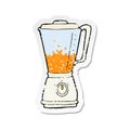 retro distressed sticker of a cartoon juice blender