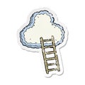 retro distressed sticker of a cartoon ladder to heaven