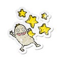 retro distressed sticker of a cartoon magic potato