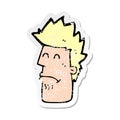 retro distressed sticker of a cartoon man feeling sick