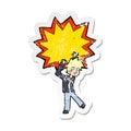 retro distressed sticker of a cartoon man having awesome idea Royalty Free Stock Photo