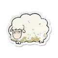 retro distressed sticker of a cartoon muddy winter sheep Royalty Free Stock Photo