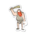 retro distressed sticker of a cartoon neanderthal