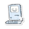 retro distressed sticker of a cartoon old computer Royalty Free Stock Photo