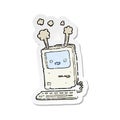 retro distressed sticker of a cartoon old computer Royalty Free Stock Photo
