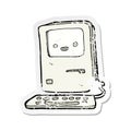 retro distressed sticker of a cartoon old computer Royalty Free Stock Photo