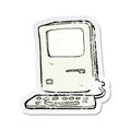 retro distressed sticker of a cartoon old computer Royalty Free Stock Photo