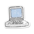 retro distressed sticker of a cartoon old computer Royalty Free Stock Photo