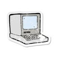 retro distressed sticker of a cartoon old computer Royalty Free Stock Photo