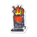 retro distressed sticker of a cartoon old computer Royalty Free Stock Photo