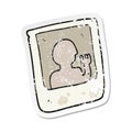 retro distressed sticker of a cartoon old instant photograph