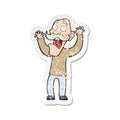 retro distressed sticker of a cartoon old man getting a fright
