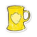 retro distressed sticker of a cartoon old tankard Royalty Free Stock Photo