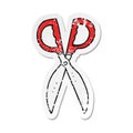 retro distressed sticker of a cartoon pair of scissors