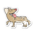 retro distressed sticker of a cartoon panting dog Royalty Free Stock Photo