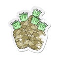 retro distressed sticker of a cartoon pineapples
