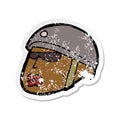 retro distressed sticker of a cartoon policeman head