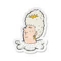retro distressed sticker of a cartoon queen head