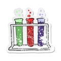 retro distressed sticker of a cartoon rack of test tubes Royalty Free Stock Photo