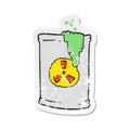 retro distressed sticker of a cartoon radioactive waste