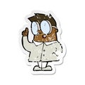 retro distressed sticker of a cartoon scientist