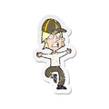 retro distressed sticker of a cartoon scout