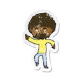 retro distressed sticker of a cartoon seventies style man disco dancing Royalty Free Stock Photo