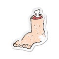 retro distressed sticker of a cartoon severed foot