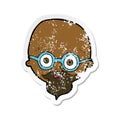 retro distressed sticker of a cartoon shocked man with beard Royalty Free Stock Photo