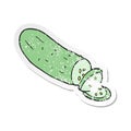 retro distressed sticker of a cartoon sliced cucumber