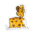 retro distressed sticker of a cartoon smelly cheese