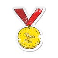 retro distressed sticker of a cartoon sports medal Royalty Free Stock Photo