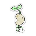 retro distressed sticker of a cartoon sprouting seed