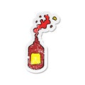 retro distressed sticker of a cartoon squirting ketchup bottle