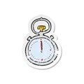 retro distressed sticker of a cartoon stop watch Royalty Free Stock Photo