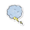 retro distressed sticker of a cartoon thundercloud symbol Royalty Free Stock Photo