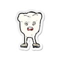 retro distressed sticker of a cartoon tooth looking afraid