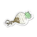 retro distressed sticker of a cartoon turnip Royalty Free Stock Photo